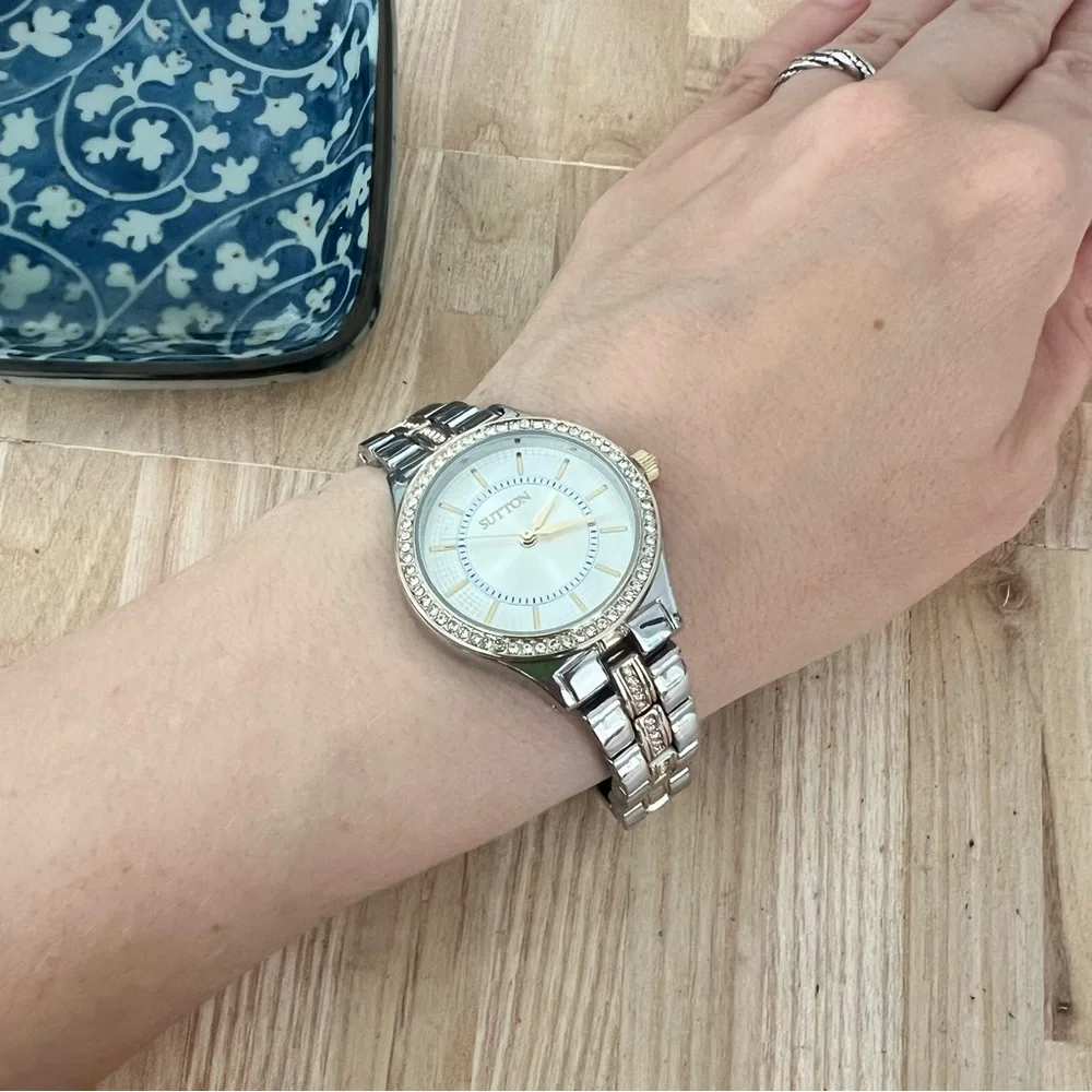 Sutton by Armitron ladies two tone dress watch NEW BATTERY